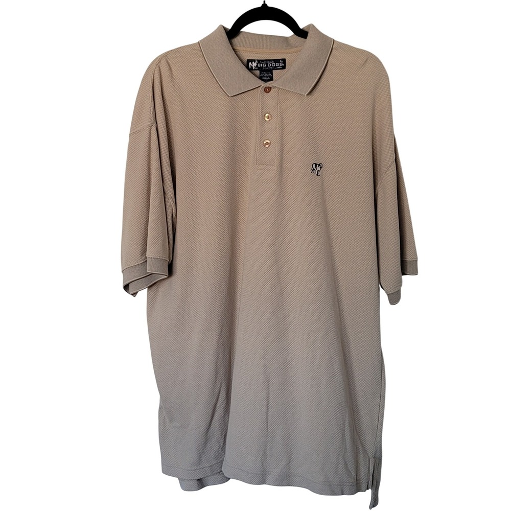 Big Dogs Polo Shirt Mens‎ 2X Tan Ombre Textured Cotton Blend Short Sleeve Logo
